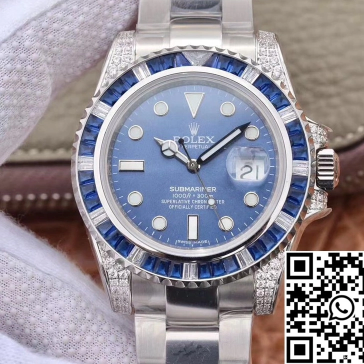 Customized Date Submariner Blue Factory Rolex Diamond 116619LB Edition GS Dial 1018